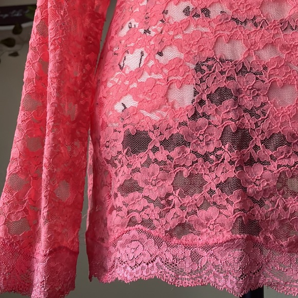 Free People Intimately Scalloped neck Lace Long sleeve Sz Large - Picture 7 of 11